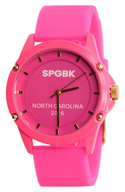 Spgbk Watches Sunnyside Silicone Strap Watch, 42mm In Hot Pink/ Gold