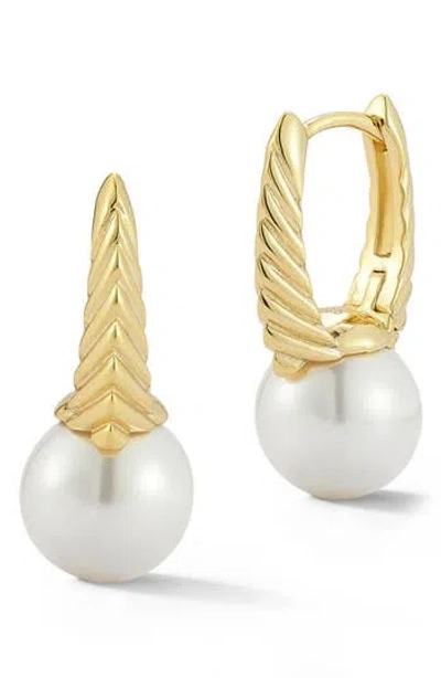 Sphera Milano 10-10.5mm Cultured Pearl Huggie Hoop Earrings In Gold