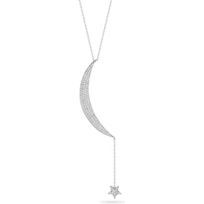 Sphera Milano 14k Gold Over Silver Moon & Star Pavé Necklace