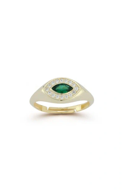 Sphera Milano 14k Gold Plate Marquise Cut Cz Signet Ring