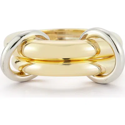 Sphera Milano 14k Gold Plate Mixed Metal Band Ring