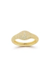 Sphera Milano 14k Gold Plate Pavé Cz Signet Ring In Gold