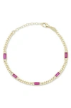 Sphera Milano 14k Gold Plate Sterling Silver Curb Cz Station Bracelet