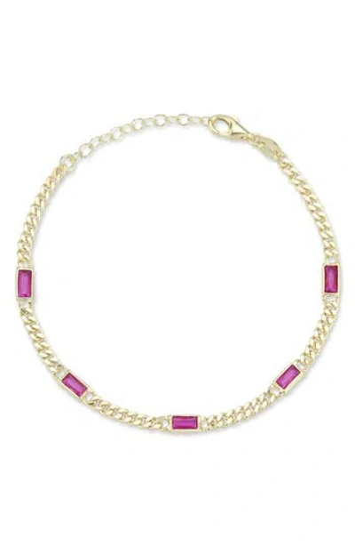 Sphera Milano 14k Gold Plate Sterling Silver Curb Cz Station Bracelet