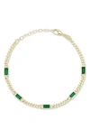 Sphera Milano 14k Gold Plate Sterling Silver Curb Cz Station Bracelet In Multi