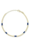 Sphera Milano 14k Gold Plate Sterling Silver Curb Cz Station Bracelet In Multi