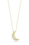 Sphera Milano 14k Gold Plate Sterling Silver Cz Crescent Moon Pendant Necklace In Gold