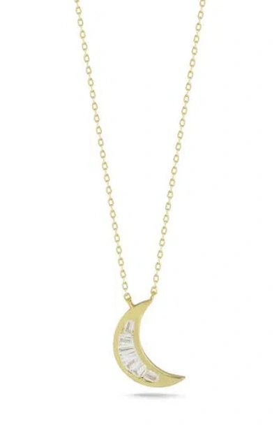 Sphera Milano 14k Gold Plate Sterling Silver Cz Crescent Moon Pendant Necklace