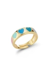 Sphera Milano 14k Gold Plated Adjustable Enamel Heart Ring In Gold