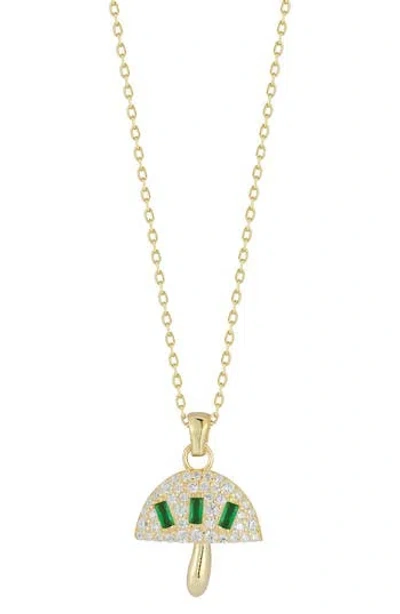 Sphera Milano 14k Gold Plated Cubic Zirconia Mushroom Pendant Necklace