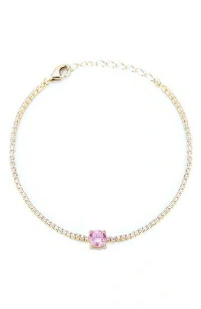 Sphera Milano 14k Gold Plated Cubic Zirconia Tennis Bracelet In Purple