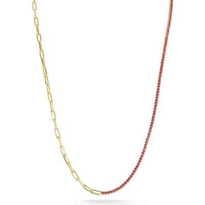 Sphera Milano 14k Gold Plated Cubic Zirconia Tennis Necklace