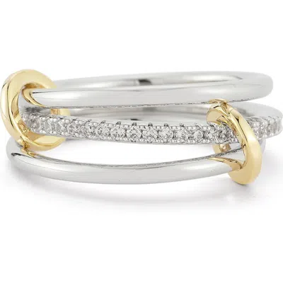 Sphera Milano 14k Gold Plated Cubic Zirconia Triple Ring In Gray