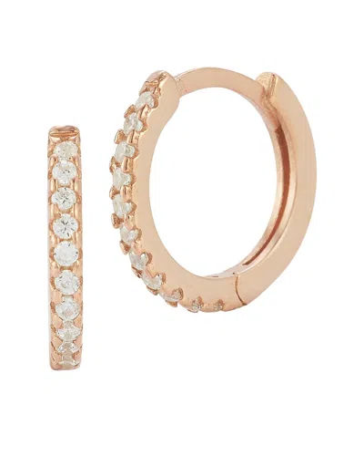 Sphera Milano 14k Rose Gold Plated Cubic Zirconia Huggie Hoop Earrings