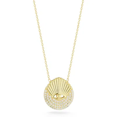 Sphera Milano 14k Gold Plated Evil Eye Cz Pendant Necklace