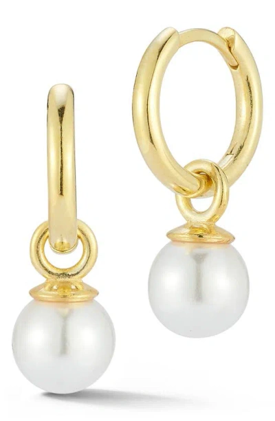 Sphera Milano 14k Gold Plated Sterling Silver 7.5–8mm Cultured Pearl Drop Huggie Hoop Earrings