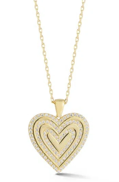 Sphera Milano 14k Gold Plated Sterling Silver Cubic Zirconia Heart Pendant Necklace