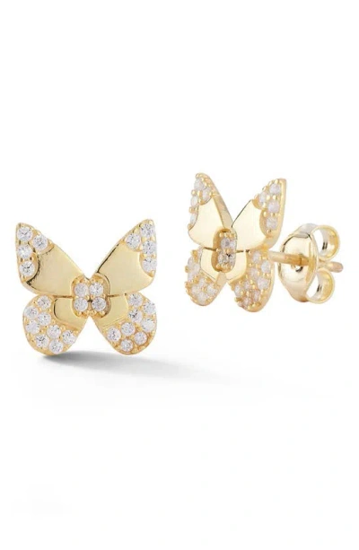 Sphera Milano 14k Gold Plated Sterling Silver Cz Butterfly Stud Earrings