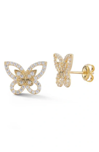 Sphera Milano 14k Gold Plated Sterling Silver Cz Butterfly Stud Earrings