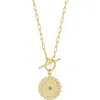 Sphera Milano 14k Gold Plated Sterling Silver Cz Evil Eye Pendant Necklace In Gold