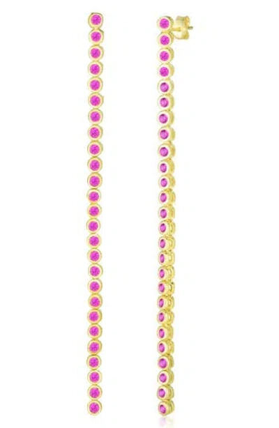 Sphera Milano 14k Gold Plated Sterling Silver Cz Linear Drop Earrings