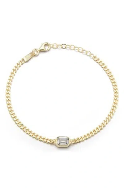 Sphera Milano 14k Gold Plated Sterling Silver Emerald Cut Cz Curb Chain Bracelet