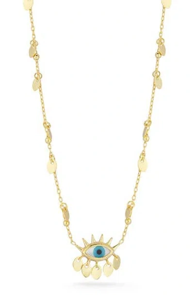 Sphera Milano 14k Gold Plated Sterling Silver Evil Eye Pendant Necklace