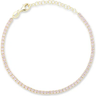 Sphera Milano 14k Gold Plated Stone Tennis Bracelet In Pink