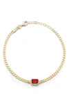 Sphera Milano 14k Gold Vermeil Curb Link Cz Solitaire Bracelet In Multi