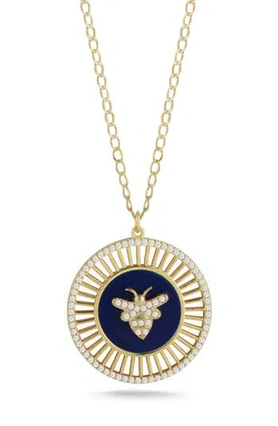 Sphera Milano 14k Gold Vermeil Cz Bee Medallion Pendant Necklace
