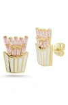 Sphera Milano 14k Over Silver Cz French Fries Studs In Gold