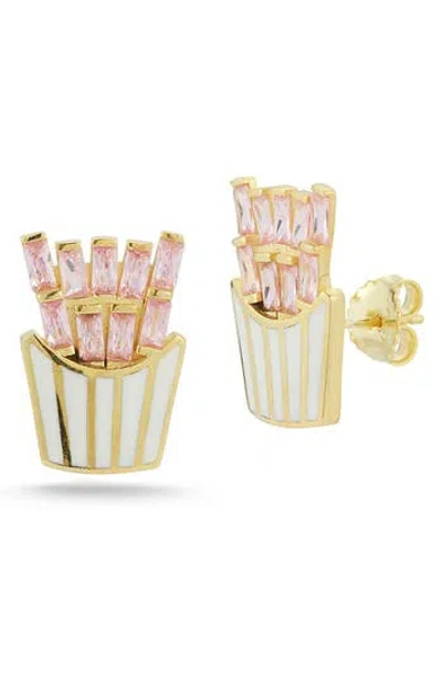 Sphera Milano 14k Gold Vermeil Cz Fries Stud Earrings