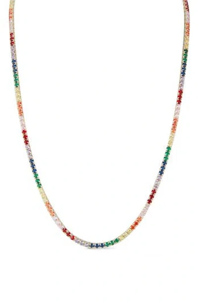 Sphera Milano 14k Gold Vermeil Rainbow Cz Choker Necklace