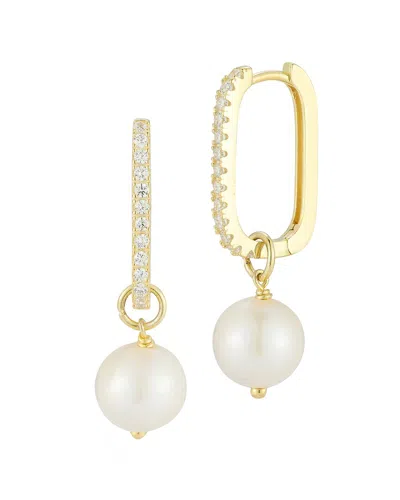 Sphera Milano 14k Over Silver 10.5mm Pearl Cz Hoops