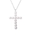 Sphera Milano 14k Over Silver 3mm Pearl Cross Necklace In Metallic