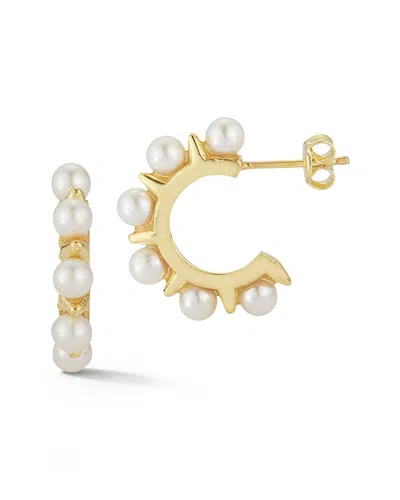 Sphera Milano 14k Over Silver 3mm Pearl Hoops