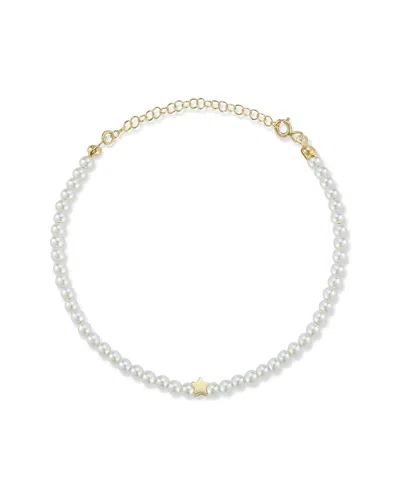 Sphera Milano 14k Over Silver 3mm Pearl Star Bracelet