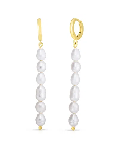 Sphera Milano 14k Over Silver 4mm Pearl Huggie Hoops