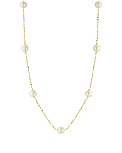 Sphera Milano 14k Over Silver 6mm Pearl Station Choker Necklace In Gold