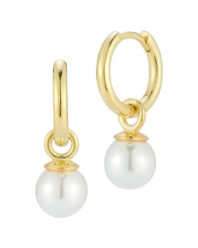 Sphera Milano 14k Over Silver 7.5mm Pearl Huggie Hoops