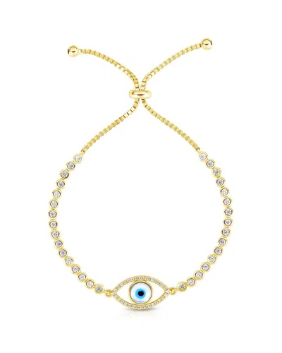Sphera Milano 14k Over Silver Cz Adjustable Evil Eye Tennis Bracelet