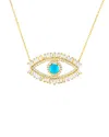 Sphera Milano 14k Over Silver Cz Asa Evil Eye Necklace In Gold