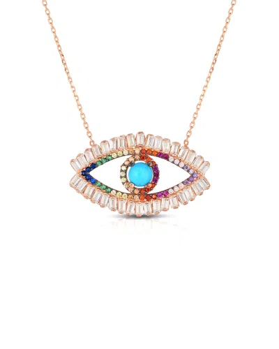 Sphera Milano 14k Over Silver Cz Asa Evil Eye Necklace In Multi