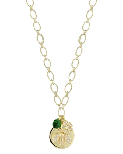 Sphera Milano 14k Over Silver Cz Bee Charm Necklace