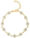 Sphera Milano 14k Over Silver Turquoise Cz Evil Eye Bracelet