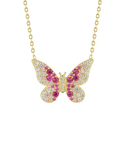 Sphera Milano 14k Over Silver Cz Butterfly Necklace In Gold