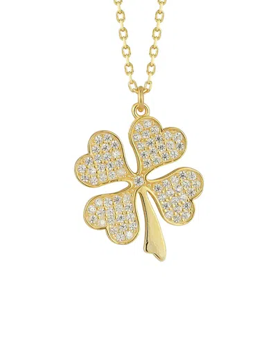 Sphera Milano 14k Over Silver Cz Clover Pendant Necklace In Gold