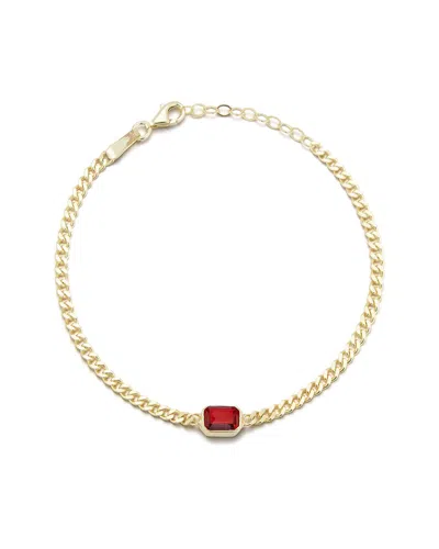Sphera Milano 14k Over Silver Cz Curb Chain Bracelet In Gold