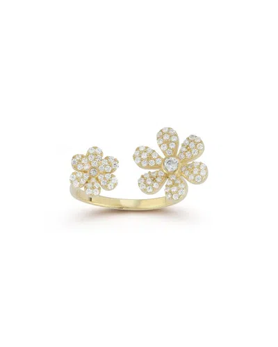 Sphera Milano 14k Over Silver Cz Double Flower Ring