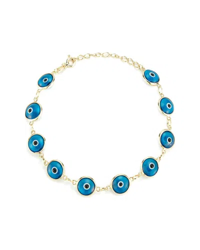 Sphera Milano 14k Over Silver Cz Evil Eye Bracelet In Gold